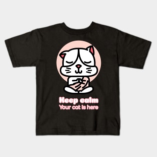 Cute and funny calm cat desing Kids T-Shirt